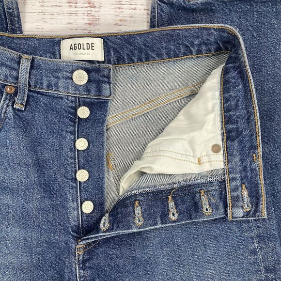 Agolde Riley High Rise Straight Silence Blue Jeans, Women’s Size 26 - Picture 5 of 8